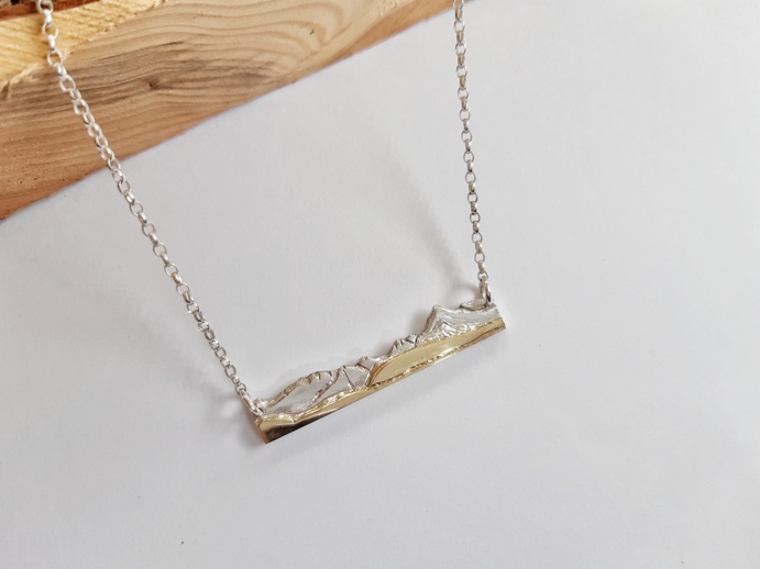 'Arran Necklace in Brass and Silver' by artist Jess MacDonald Brass